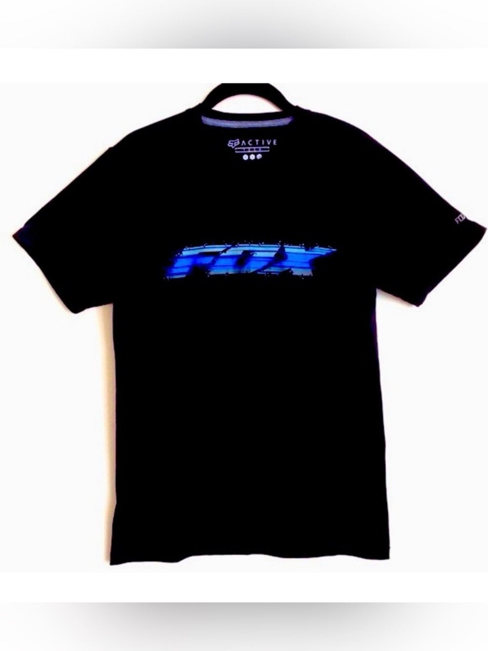 Fox Active Tech Reflective Logo Black Motocross Racing Biking T-Shirt Sz S